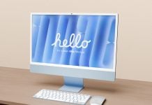 Free Workspace Clean iMac Mockup PSD