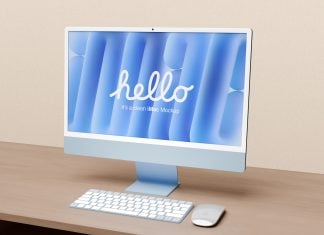 Free Workspace Clean iMac Mockup PSD