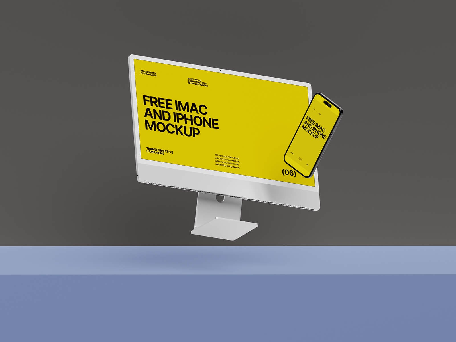 Free Apple iMac & iPhone Mockup PSD