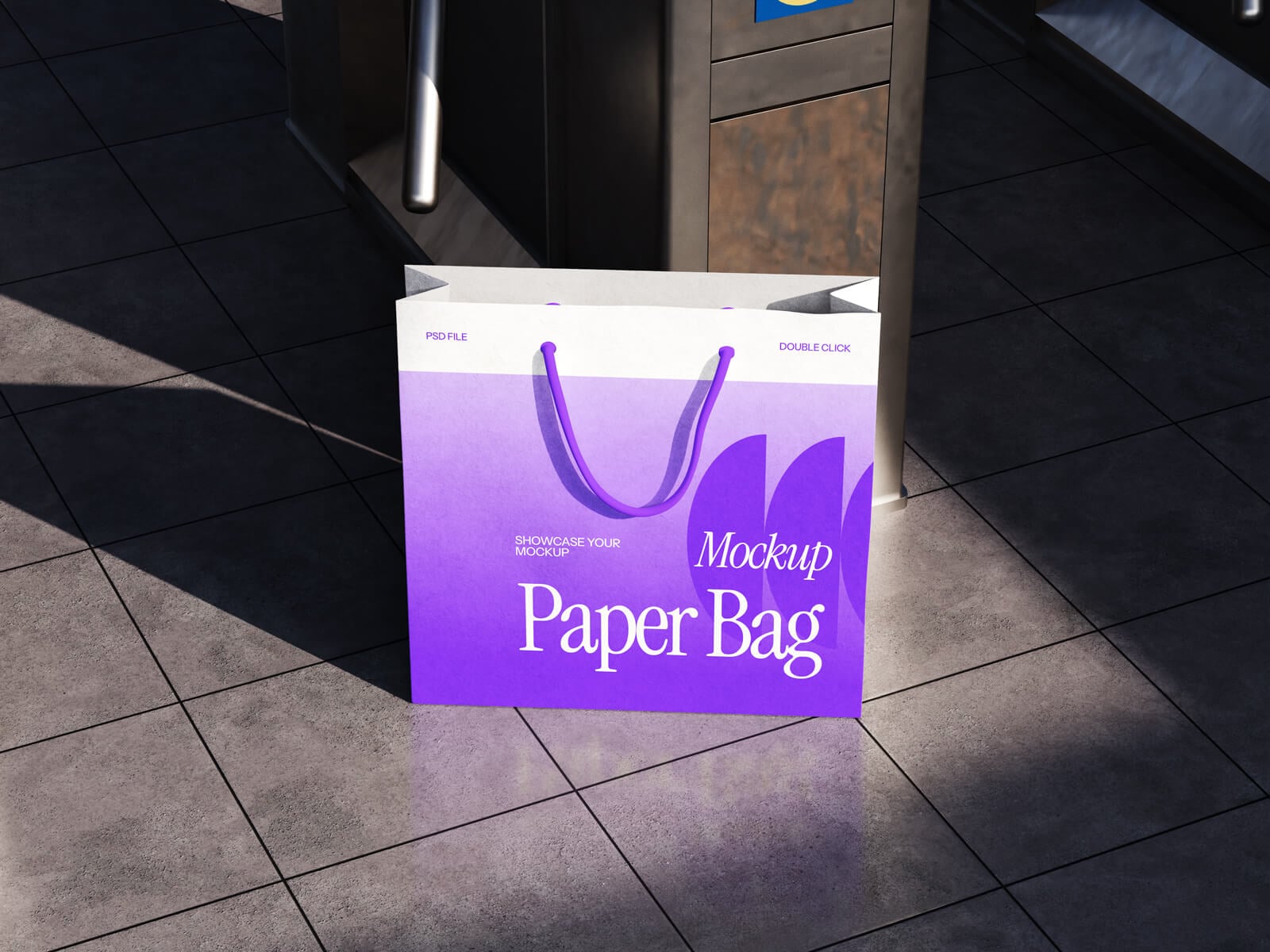 Free Paper Shopping Bag At Entrance Mockup PSD Set