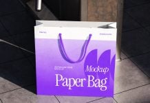 Free Paper Shopping Bag At Entrance Mockup PSD Set