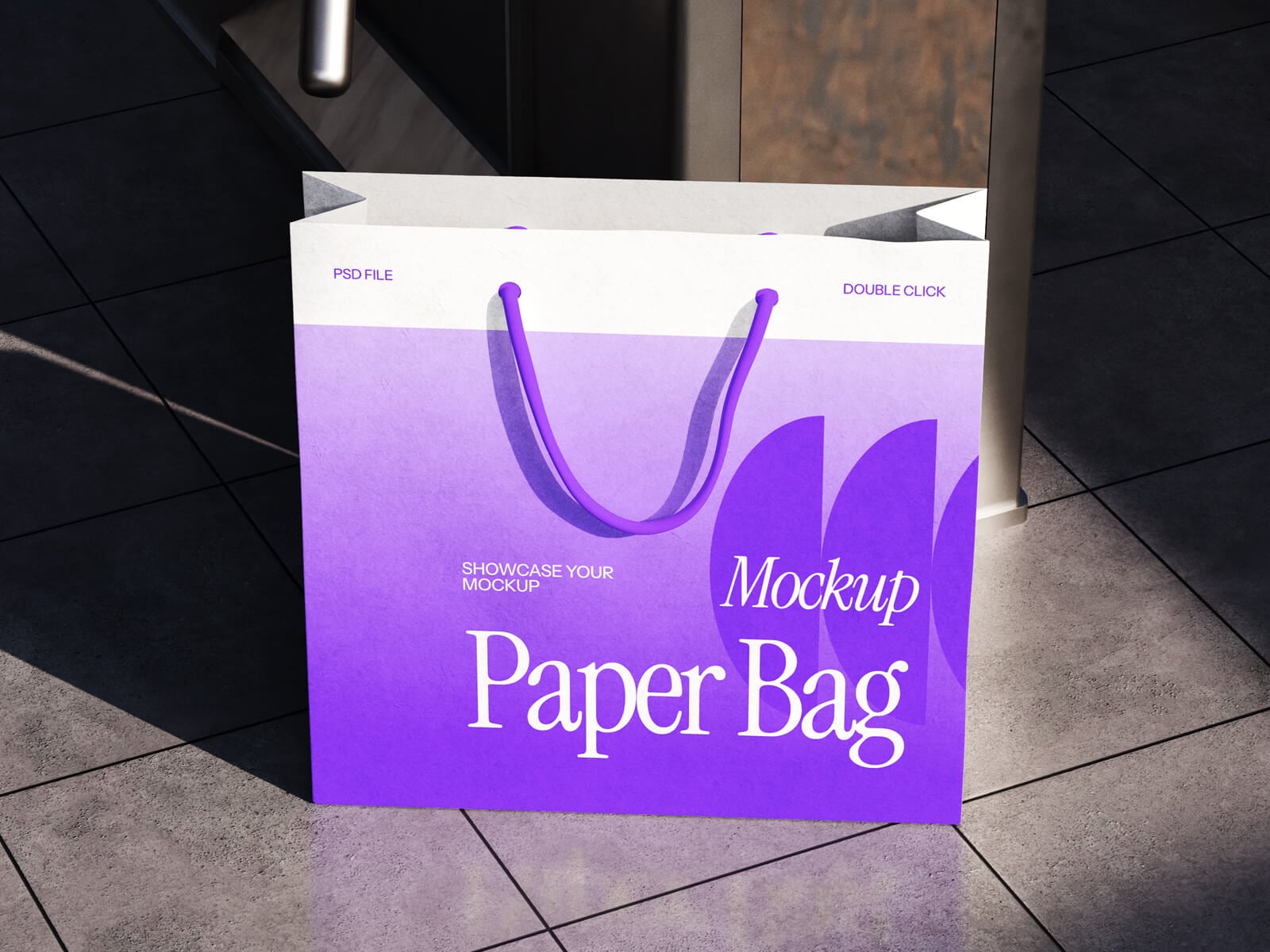 Free Paper Shopping Bag At Entrance Mockup PSD Set