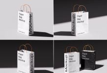 5 Free Twisted Handle Paper Shopping Bag Mockup PSD