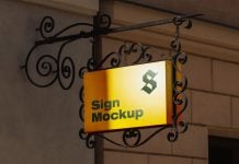 Free Vintage Wrought Iron Sign Mockup PSD.jpg