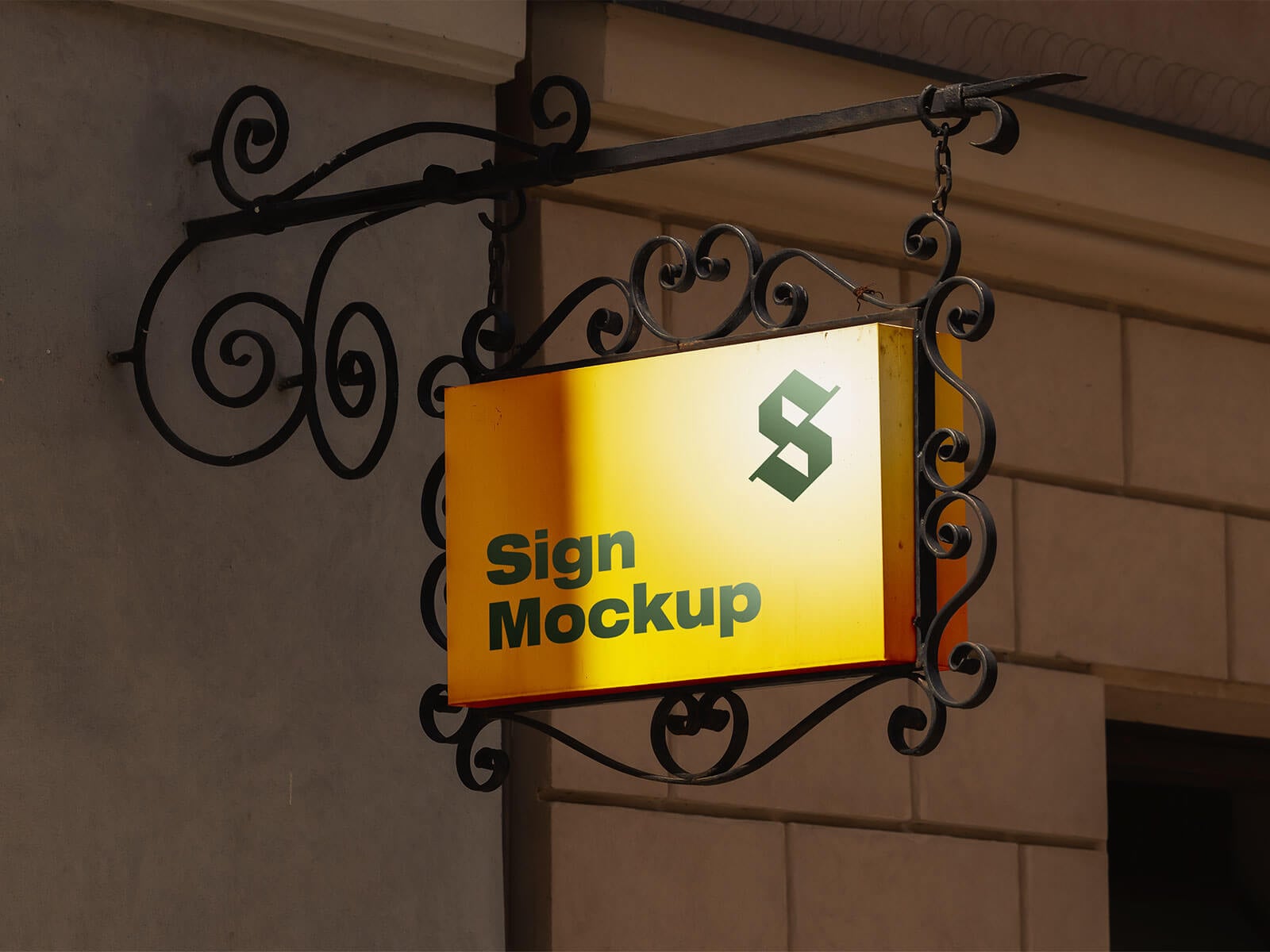 Free Vintage Wrought Iron Sign Mockup PSD.jpg