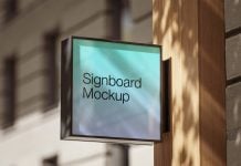 Free Square Signboard Mockup PSD Set