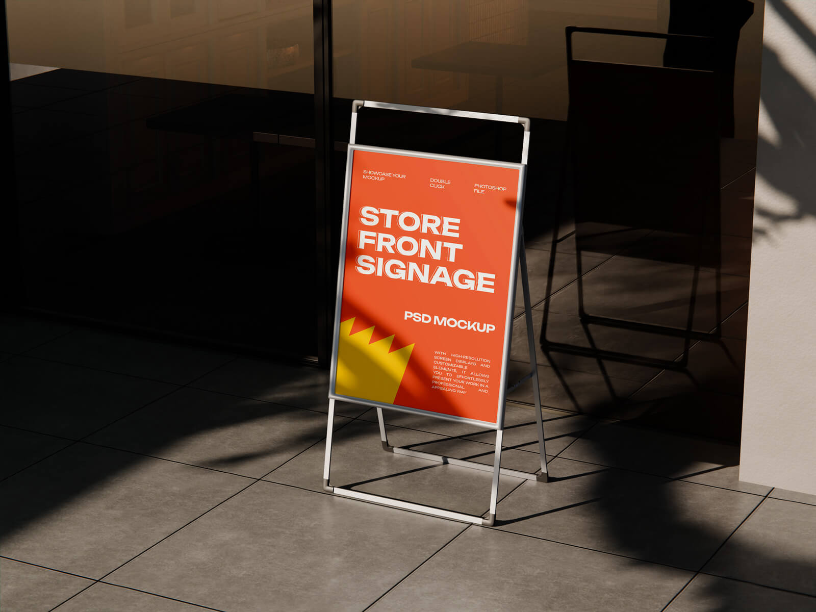 Free Elegant Aluminum Shop Display Stand Mockup PSD