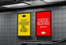 Free Twin Indoor Subway Posters Mockup PSD Set