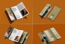 5 Free Retro Colors DL Tri-Fold Brochure Mockup PSD Files