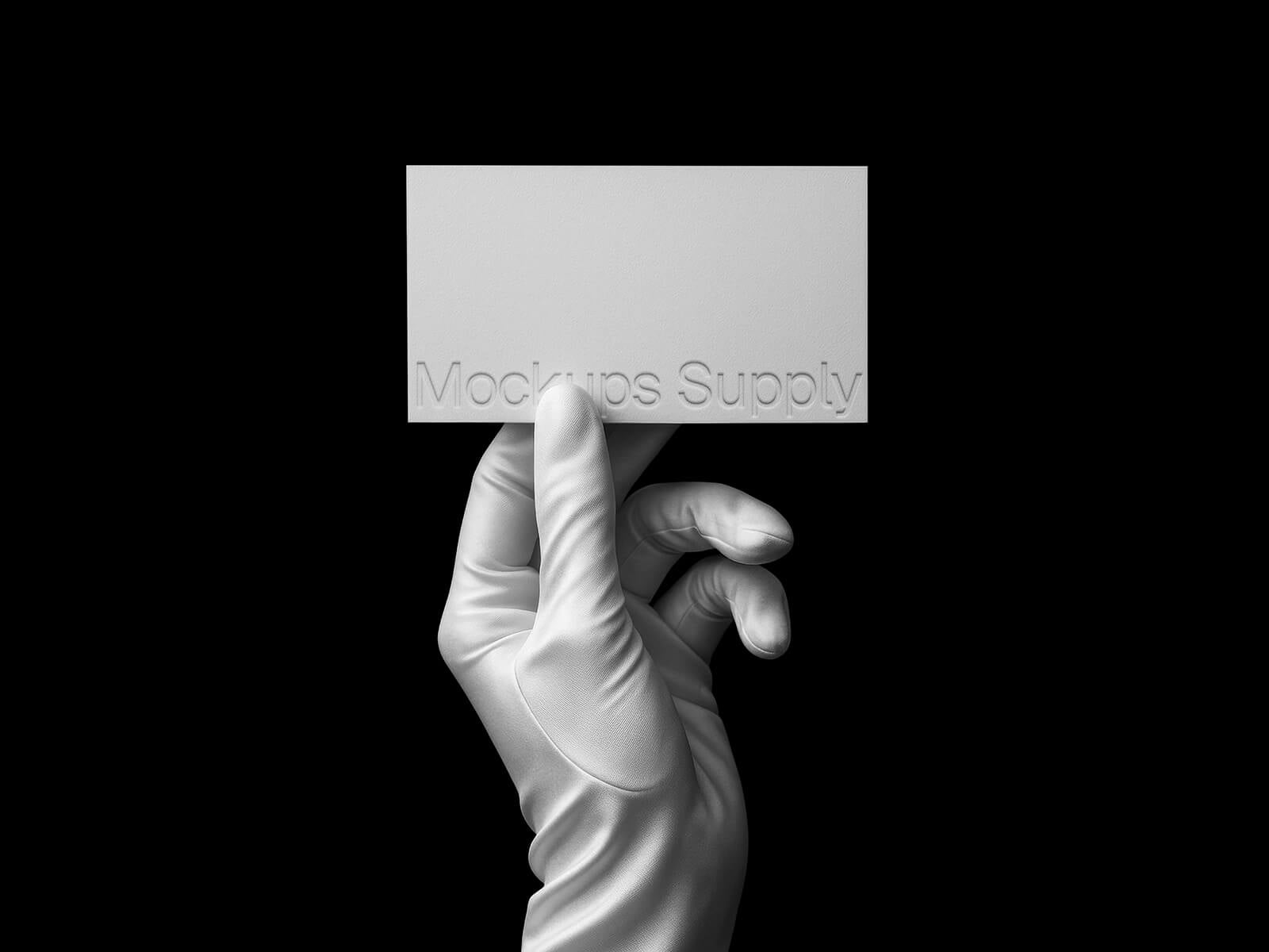 Gloved Hand Holding Business Card Mockup