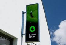 Free Mounted Vertical Sign Mockup PSD Free Vertical Sign Mockup PSD