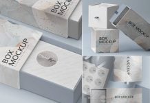 Free Sliding Gift Box Mockup PSD Set