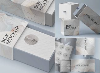 Free Sliding Gift Box Mockup PSD Set
