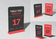 3 Free Table Tent Menu Mockup PSD File