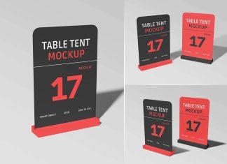 3 Free Table Tent Menu Mockup PSD File