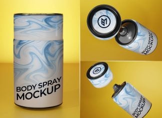 Free Body Spray Bottle Mockup PSD Set