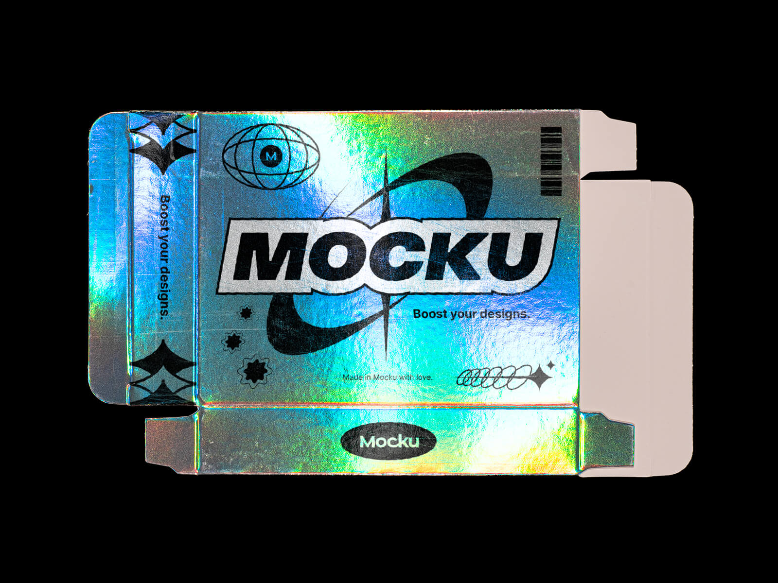 4 Free Holographic Box Mockup PSD
