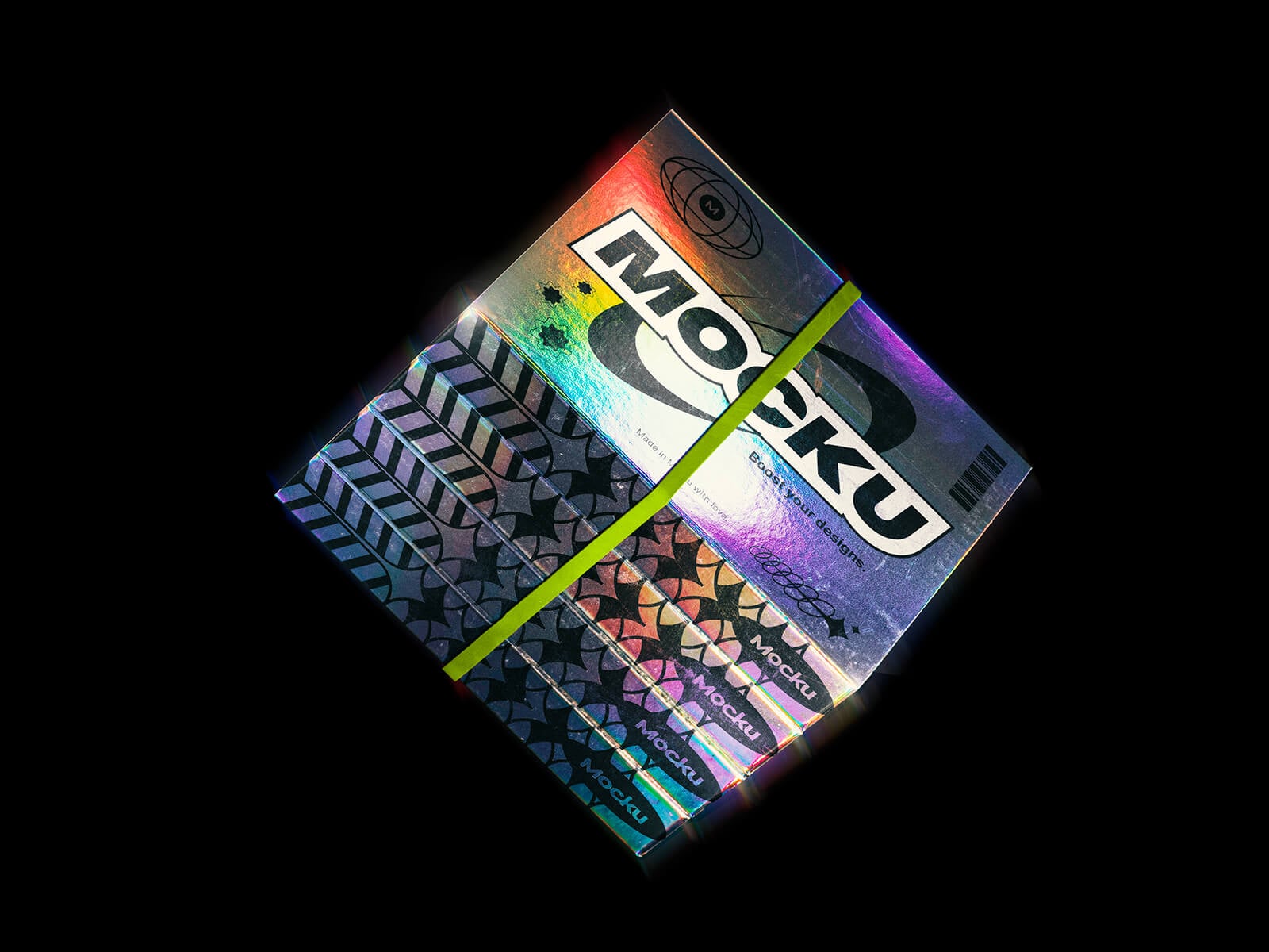 4 Free Holographic Box Mockup PSD