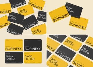 5 Free Professional Rounded Corners Business Card Mockup PSD Files Set