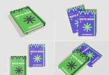 4 Free Hardcover School Notebook Mockup PSD
