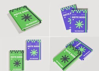 4 Free Hardcover School Notebook Mockup PSD