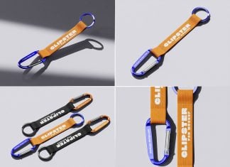 5 Free Carabiner Keychain Mockup PSD