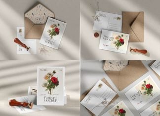 4 Free Beautiful Premium Post Card Mockup PSD Files