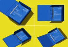 5 Free Premium Clamshell Binder Box Mockup