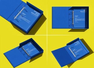 5 Free Premium Clamshell Binder Box Mockup
