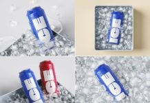 4 Free Ice Bucket Tin Can Beverage Mockup PSD