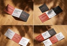 5 Free Square Format Trifold Brochure Mockup PSD Files