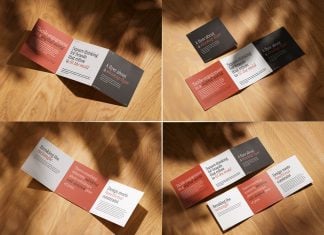 5 Free Square Format Trifold Brochure Mockup PSD Files