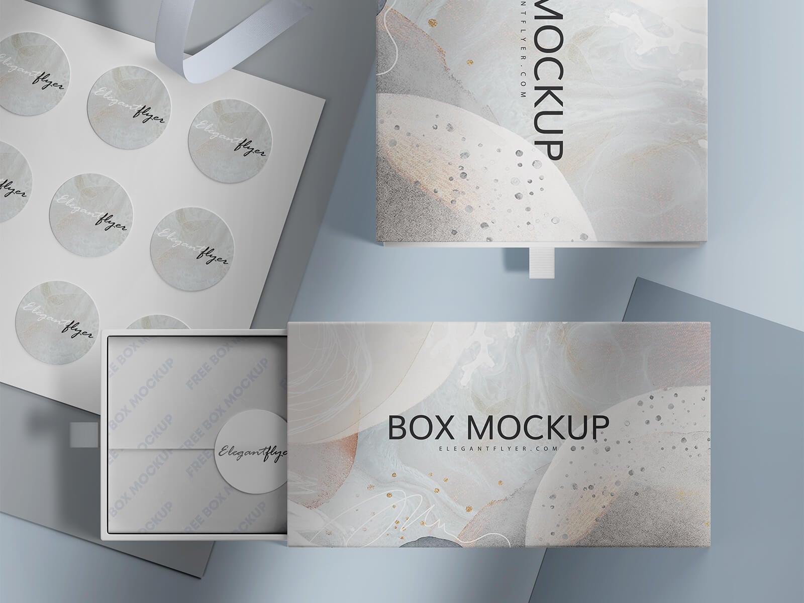 Free Sliding Gift Box Mockup PSD Set