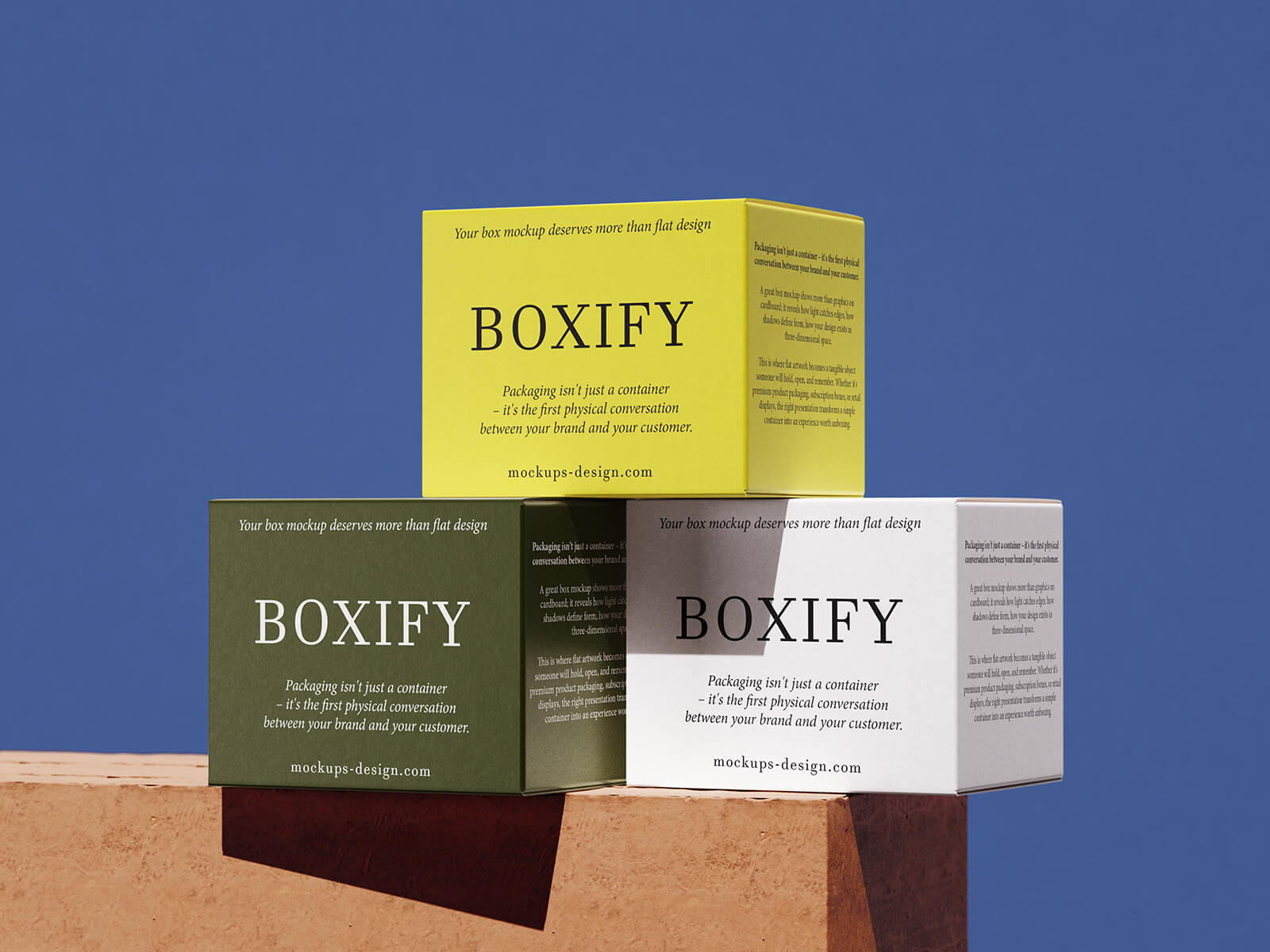 Free On Edge Square Box Mockup PSD Set