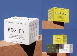 Free On Edge Square Box Mockup PSD Set