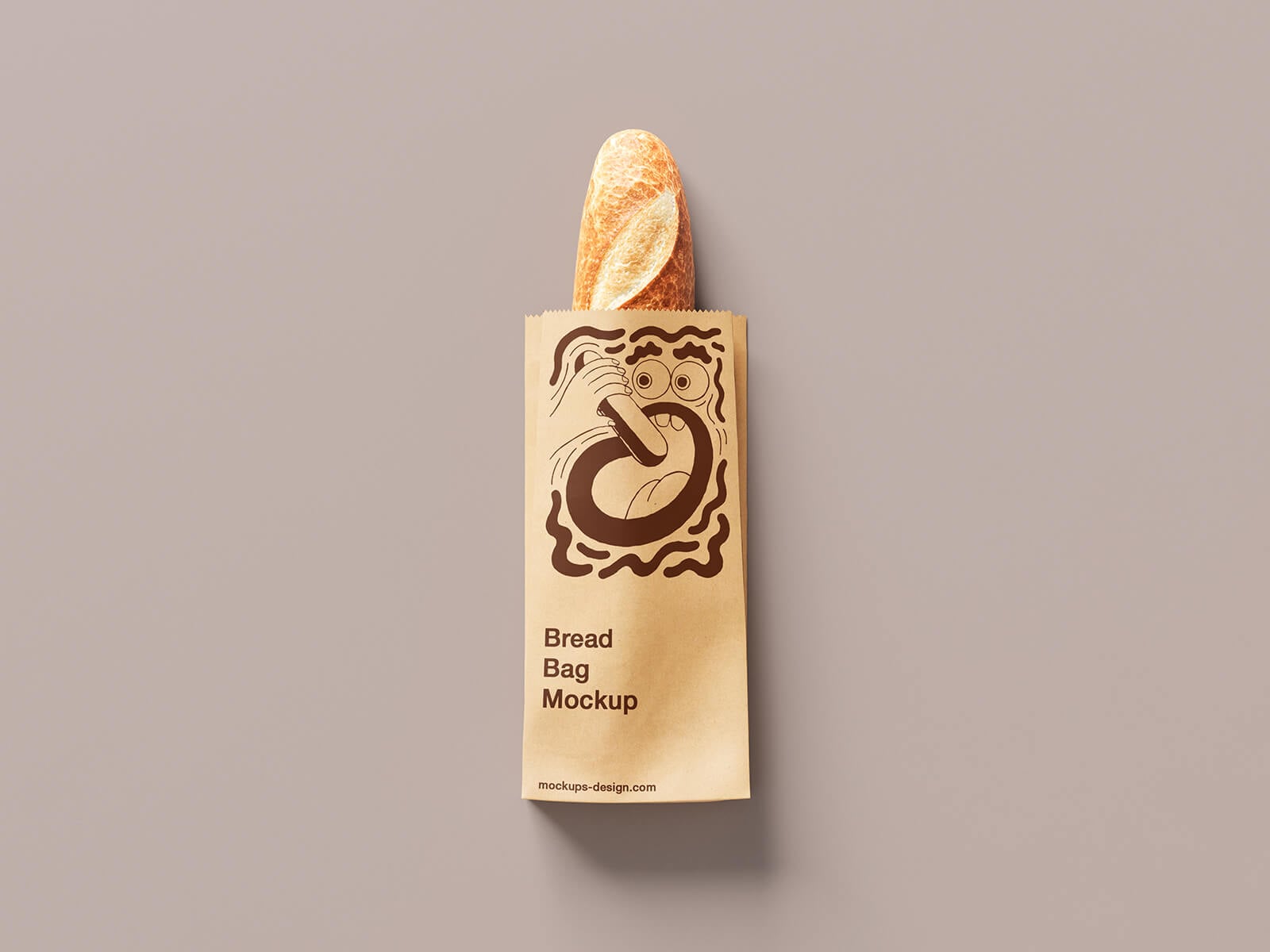 3 Free French Baguette Bread Paper Bag Mockup PSD
