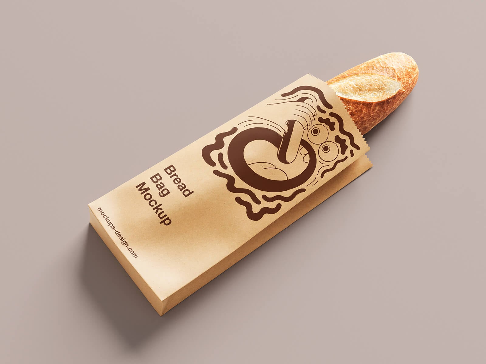 3 Free French Baguette Bread Paper Bag Mockup PSD