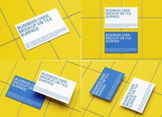 Free Tiled Surface Business Card Mockup PSD