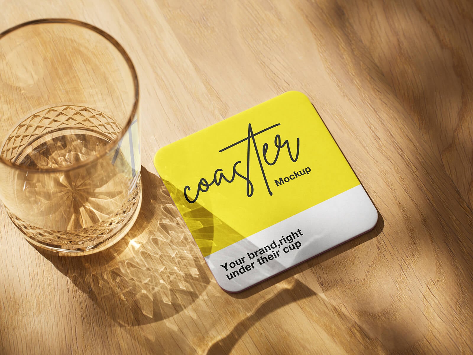 Free Rounded Corners Beverage Coaster Mockup PSD