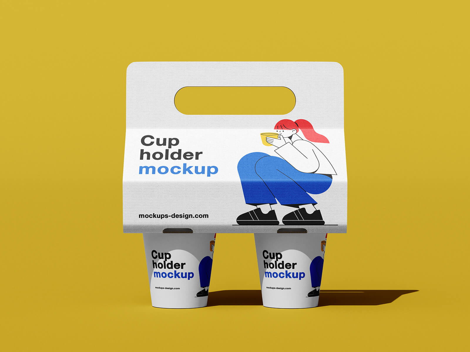4 Free Corrugated Drink Holder with Handle Mockup PSD Set
