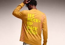 Free Backside Long-Sleeve T-Shirt Mockup PSD