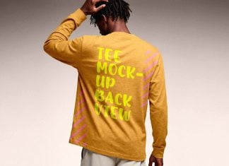 Free Backside Long-Sleeve T-Shirt Mockup PSD