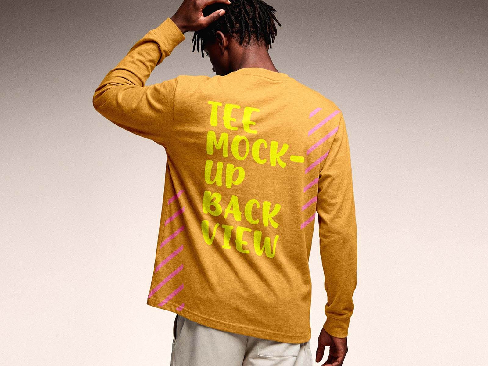 Free Backside Long-Sleeve T-Shirt Mockup PSD