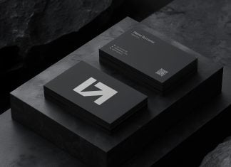 Free Black Business Card Mockup PSD