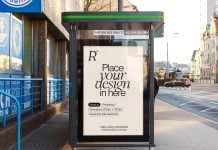 Free Bus Stop Poster Ad Mupi Mockup PSD