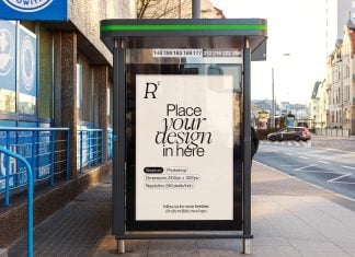 Free Bus Stop Poster Ad Mupi Mockup PSD