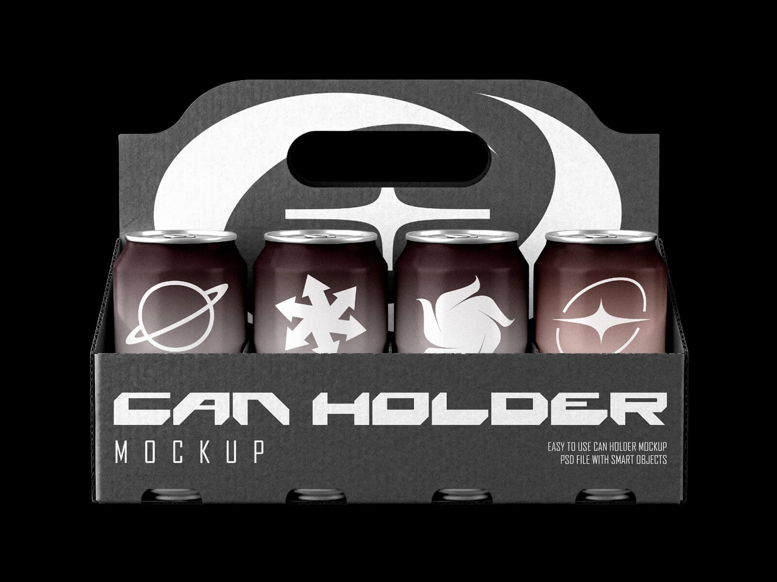 Free Cardboard Can Holder Mockup PSD