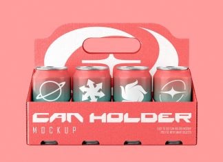 Free Cardboard Can Holder Mockup PSD
