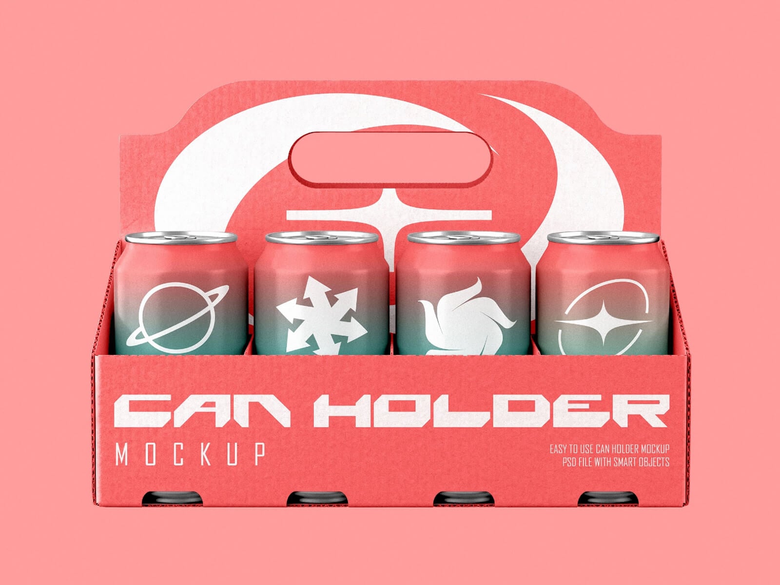 Free Cardboard Can Holder Mockup PSD