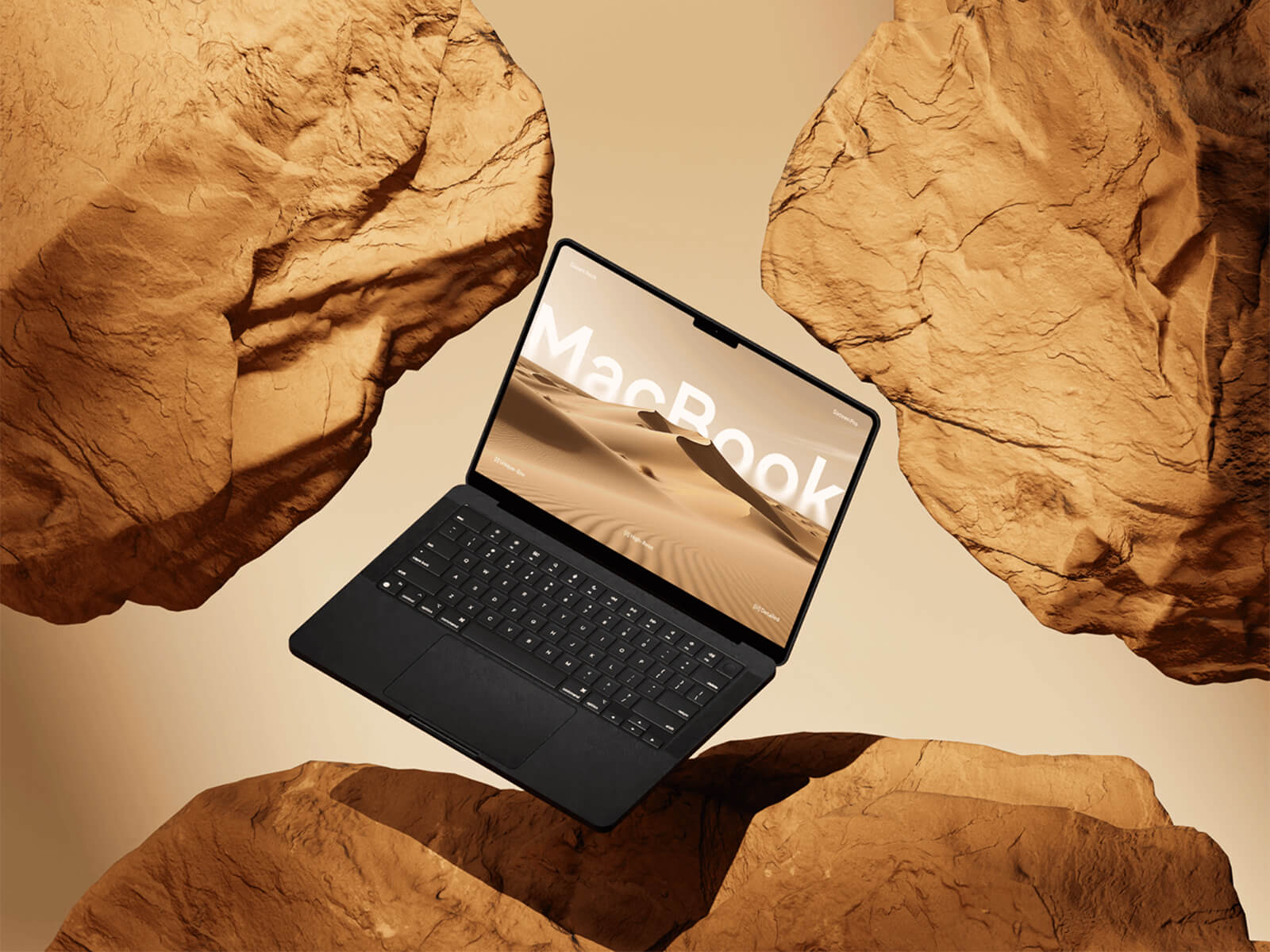 Free Download Floating MacBook Pro Mockup PSD